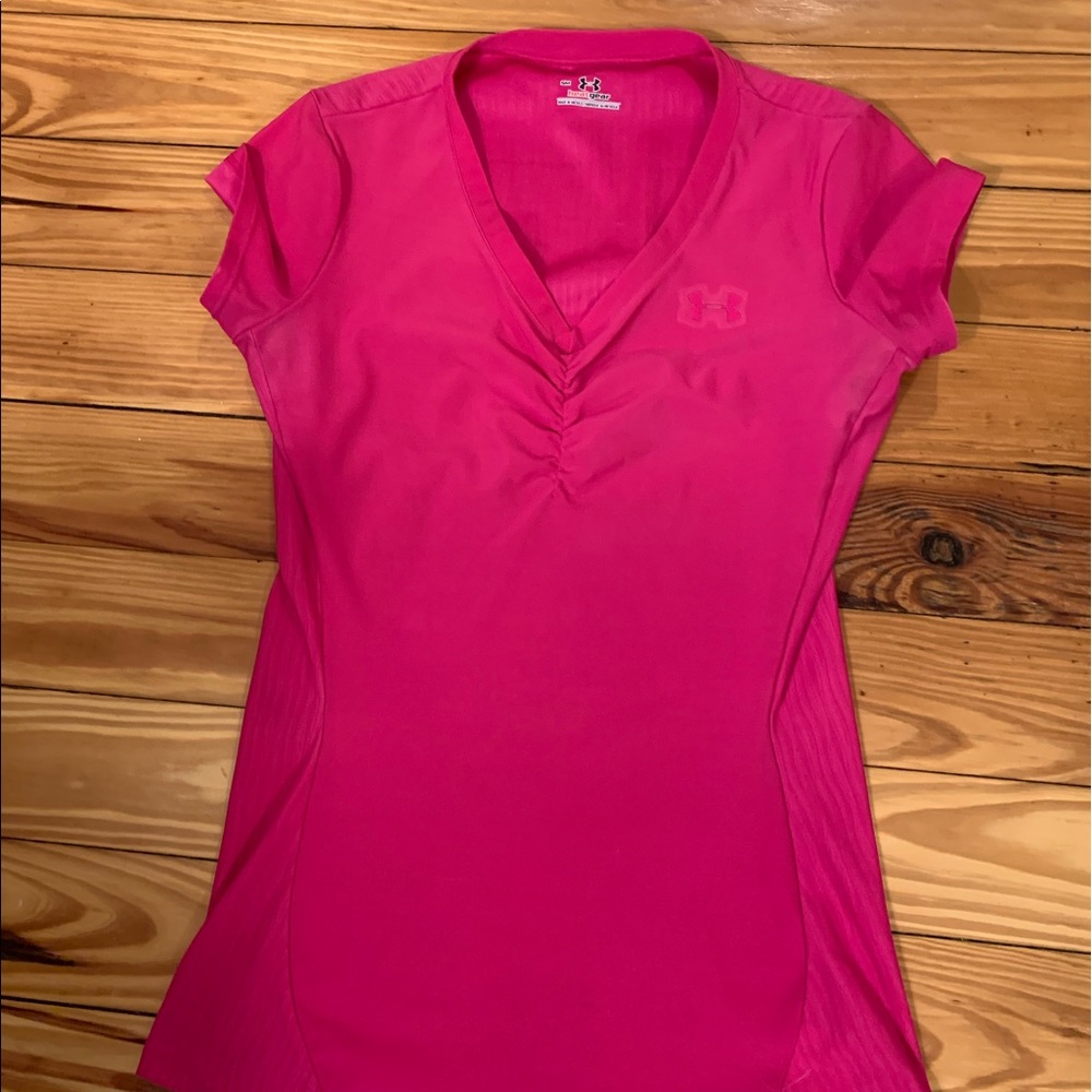 Under Armour Heat Gear Pink Workout Short Sleeve Shirt